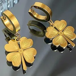 Lady Raiment Floral Stainless Steel Gold Plated Drop Earrings-54