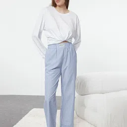 Trendyol Women High-Rise Striped Lounge Pant-picture-27
