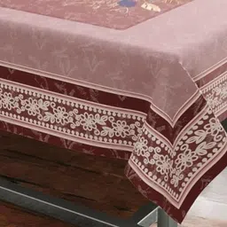 CASA-NEST Maroon Floral 4-Seater Velvet Table Cover-image-70
