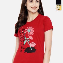 Dreambe Women Pack Of 3 Graphic Printed Round Neck Cotton T-shirts-picture-25