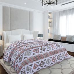 Monte Carlo White & Brown Geometric Mild Winter 210 GSM Double Bed Duvet-image-32