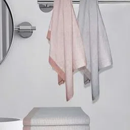 Myntra Elegant Homes Pink & Grey 5 Pieces Striped Lightweight Cotton 150 GSM Bath Towels-26