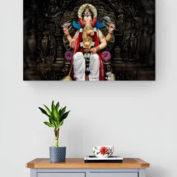 Tushaco Handicrafts Black & White Ganesha Canvas Wall Art-image-80
