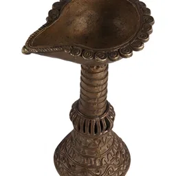Indianshelf Textured Brass Pooja Diya-image-91