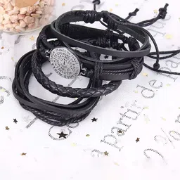 UNIVERSITY TRENDZ Men 4 Leather Antique Multistrand Bracelet-image-42