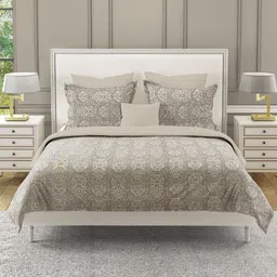 SWAYAM Brown & White Ethnic Motifs 210 TC King Bedsheet with 2 Pillow Covers-image-26
