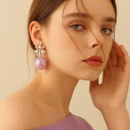 Haute Handles Stainless Steel Pearls Beaded Korean Spherical Shaped Drop Earrings-picture-18