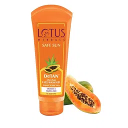 Lotus Herbals Safe Sun Set Of 3 DeTAN Face Wash Gel With Papaya & Aloe Vera-100g Each-11