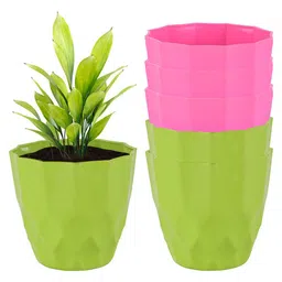 Kuber Industries Pink & Green 6 Pieces Textured Durable Planters-picture-38