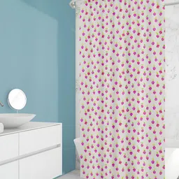 ArtzFolio Pink & White Printed Waterproof Shower Curtain-image-48