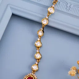 Kushal's Fashion Jewellery Gold-Plated Kundan Studded Maang Tikka Head Jewellery-42