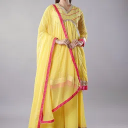 Utsav Fashion Embroidered Pleated Kurta with Sharara & Dupatta-picture-49