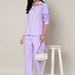 moda rapido Lilac Embroidered Linen Cotton Co-ord Set-picture-33