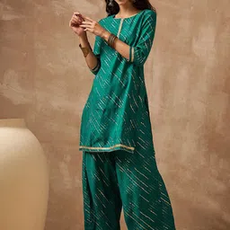 Anouk Women Leheriya Striped Kurta with Trousers & Dupatta-picture-40