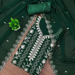 LeeliPeeri Designer Floral Embroidered Sequinned Georgette Unstitched Dress Material-image-24