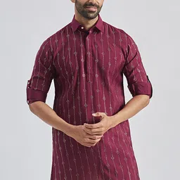 VASTRAMAY Men Polka Dot Printed Pathani Kurta-picture-51