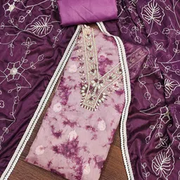 DIVASTRI Floral Printed Beads and Stones Organza Unstitched Dress Material-image-75