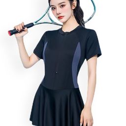 COCKATOO Women Colourblocked Swimming Dress-image-28