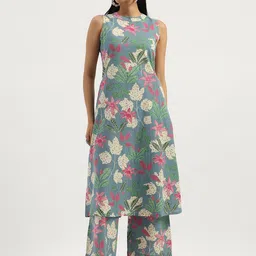 ARAVALII Women Floral Printed Cotton Kurta with Palazzo-picture-15