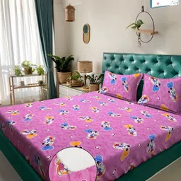 Myntra Elegant Homes Cartoon Characters Printed 400 TC King Bedsheet with 2 Pillow Covers-image-39