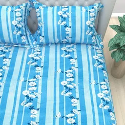 THE WHITE MOSS Turquoise Blue & White Floral Cotton 3 Piece Single Regular Bedding Set-picture-14