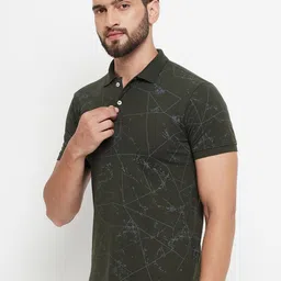 RELANE Men Abstract Printed Polo Collar Cotton T-shirt-picture-9