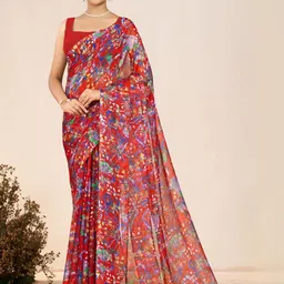 Garden Vareli Floral Printed Pure Chiffon Saree-picture-37