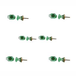 Indianshelf 6-Pcs Green Glossy Glass Knobs-6