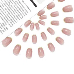 The Pink Truck Set of 24 Oval Shaped Reusable Artificial Nails With Glue - Cat Eye Effect-16