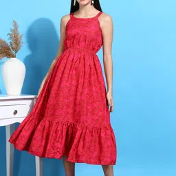 HIVA TRENDZ Women Floral Printed Crepe Fit & Flare Midi Dress-picture-8