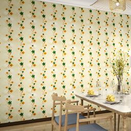 INDIAN ROYALS Yellow and Green Flower Printed Self-Adhesive & Durable Wall Sticker-11