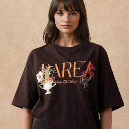 RAREISM Women Graphic Printed Round Neck Cotton Oversized T-shirt-image-36