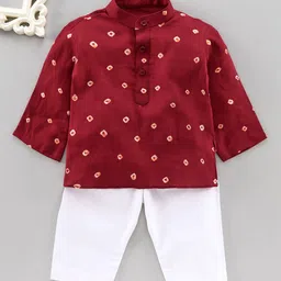 JAV CREATIONS Boys Bandhani Regular Pure Cotton Kurta with Pyjamas-image-6