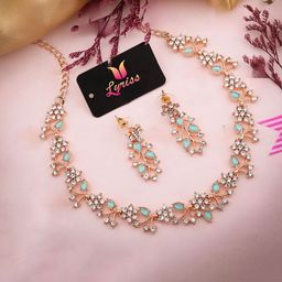 Lyriss Silver-Plated American Diamond Studded Necklace And Earrings-image-76
