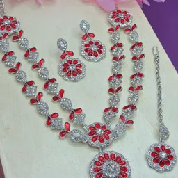 Anouk Rhodium-Plated Artificial Stone Studded JewellerySet-35