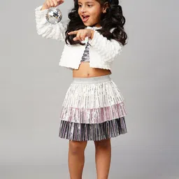 LIL DRAMA Razzle Dazzle Girls Self Design Front Open Shrug-image-8