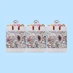 Stylista 3-Pcs Off White & Purple Printed Durable & Foldable Laundry Bag with Handle-31