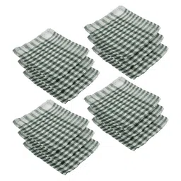 Kuber Industries Green & White 12 Pieces Checked 300 GSM Cotton Kitchen Towels-14