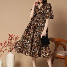 Femvy Floral Printed Bell Sleeves Floral Anarkali Kurta-image-34