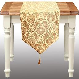 Pink Parrot Beige 12x70 inch Jacquard Silk Table Runner-image-60