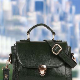 SPOTIC Women Textured Structured Leather Satchel Bag-4