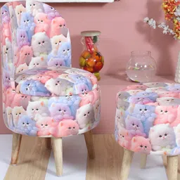 Shadowkart Set Of 2 Pink & White Sitting Mudda Puffy Stool & Ottomans-16