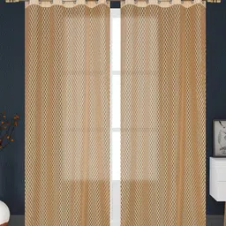 Galaxy Home Decor Gold-Toned 2 Pieces Self Design Sheer Window Curtain-image-76