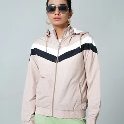 Fort Collins Women Colourblocked Windcheater Bomber with Patchwork Jacket-picture-40