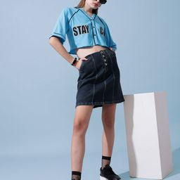 STREET 9 Typography Printed Pure Cotton Crop top-image-82