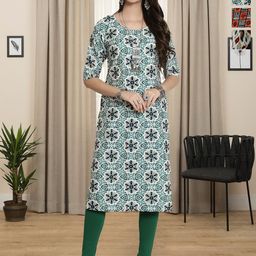 HERE&NOW Selection Of 3 Ethnic Motifs Printed Round Neck Straight Kurtas-7