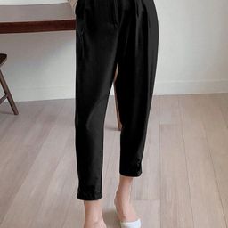 AAHWAN Women High-Rise Pleated Regular Trousers-image-1