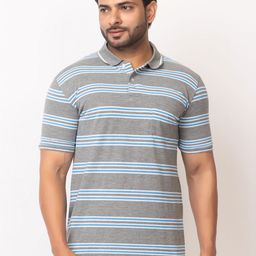 WILD COPS Men Striped Polo Collar T-shirt-image-64