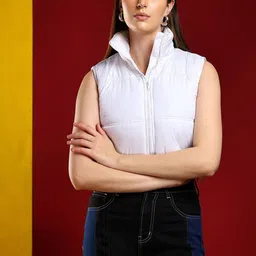 Kotty Women Crop Puffer Jacket with Patchwork-image-68