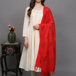 Exotic India Thread Radhe-Radhe Prayer Embroidered Thread Work Shawl-picture-1